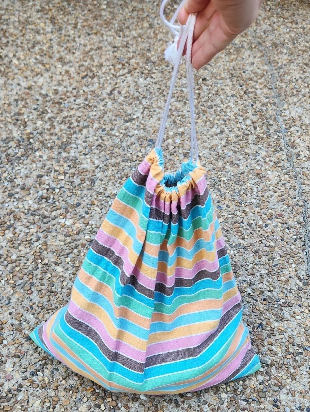 Draw String Striped Bag With Clothes Pins Along With 50+ Clothes Pins